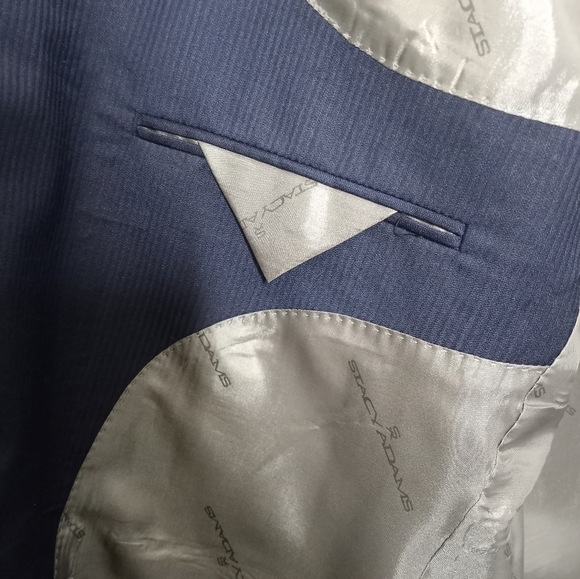 Stacy Adams Gold Label Size 44L Dark Blue Blazer Suit Jacket Coat - Picture 5 of 15